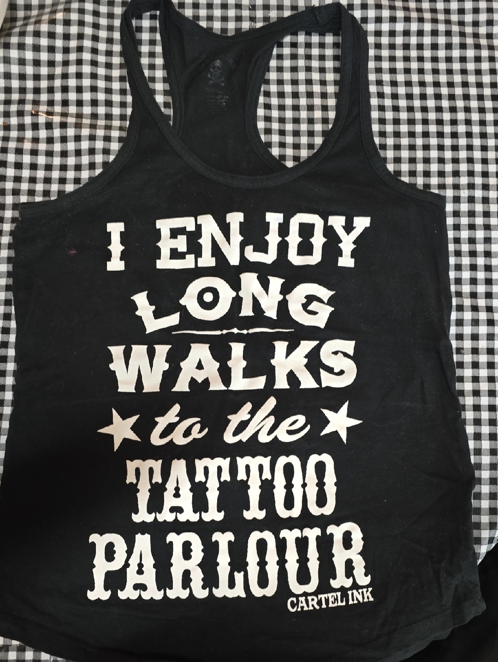 Cartel Ink Black Graphic Tank Top - 'I Enjoy Long Walks to the Tattoo Parlour'